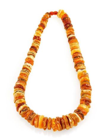 Textured Honey And Cognac Amber Beaded Necklace, image , picture 3