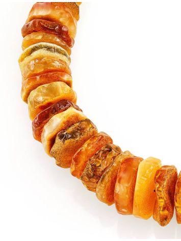 Textured Honey And Cognac Amber Beaded Necklace, image , picture 5