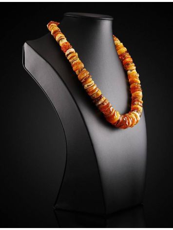 Textured Honey And Cognac Amber Beaded Necklace, image , picture 2