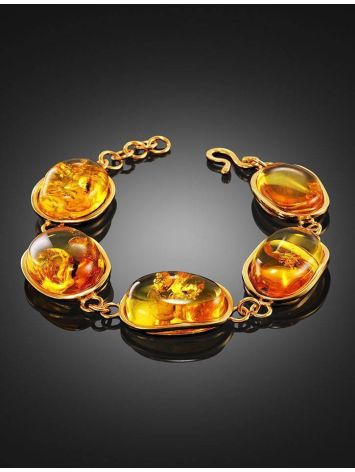 Link Amber Bracelet In Gold Plated Silver With Inclusions The Clio, image , picture 2