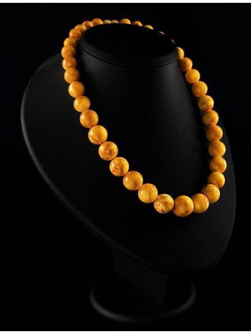 Molded Honey Amber Ball Beaded Necklace, image , picture 4
