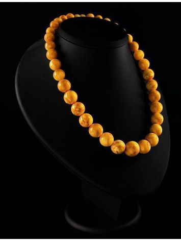 Molded Honey Amber Ball Beaded Necklace, image , picture 4