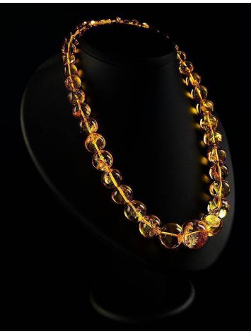 Bold Lemon Amber Ball Beaded Necklace, image , picture 4