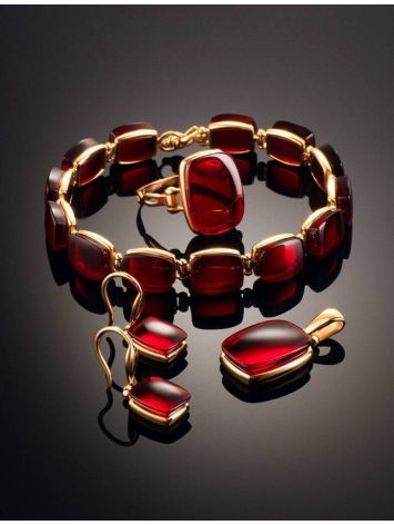 Red Amber Ring In Gold The Sangria, Ring Size: 8.5 / 18.5, image , picture 7