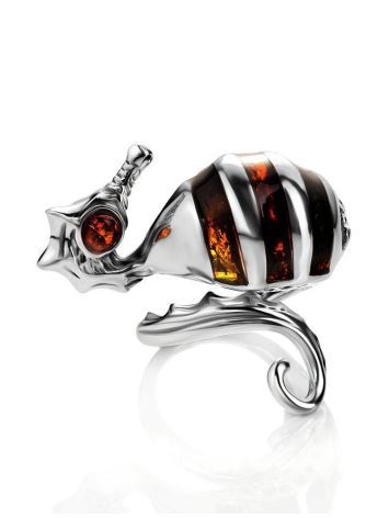 Designers Cocktail Amber Ring In Sterling Silver The Seahorse, Ring Size: Adjustable, image , picture 4