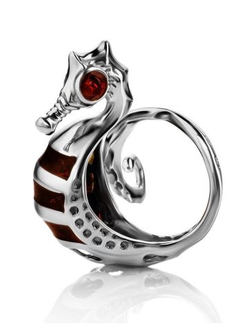 Designers Cocktail Amber Ring In Sterling Silver The Seahorse, Ring Size: Adjustable, image , picture 6