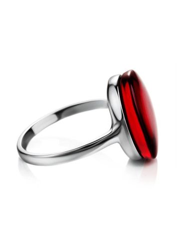 Bold Silver Ring With Red Amber The Sangria, Ring Size: 6 / 16.5, image , picture 4