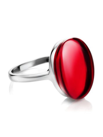 Bold Silver Ring With Red Amber The Sangria, Ring Size: 6 / 16.5, image , picture 5