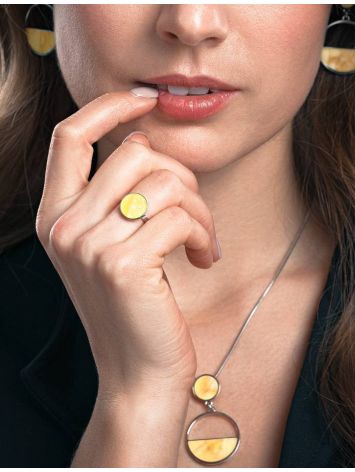 Minimalistic Amber Ring In Gold-Plated Silver The Monaco, Ring Size: 6 / 16.5, image , picture 4