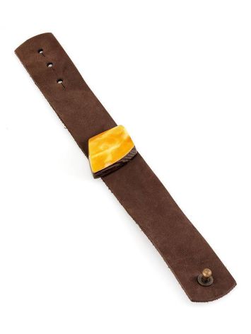 Handcrafted Leather Bracelet With Honey Amber And Wood The Indonesia, image , picture 3