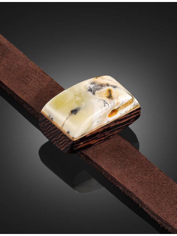 Handcrafted Leather Bracelet With White Amber The Indonesia, image , picture 2