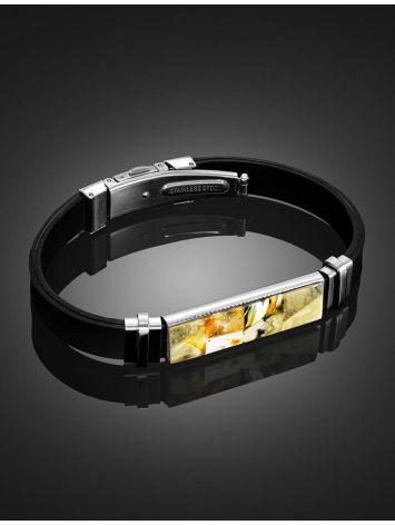 Rubber Mens Wristband With Amber Mosaic The Grunge, image , picture 2