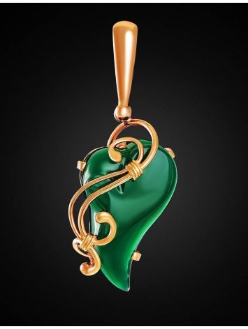 Green Synthetic Onyx Pendant In Gold-Plated Silver The Serenade, image , picture 2