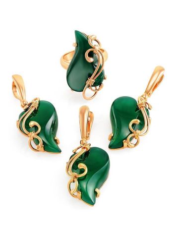 Green Synthetic Onyx Pendant In Gold-Plated Silver The Serenade, image , picture 4