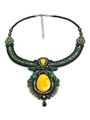 Braided Textile Necklace With Amber And Crystals The India, image , picture 3