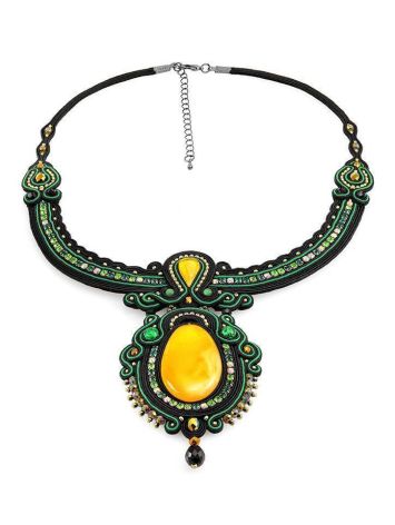 Braided Textile Necklace With Amber And Crystals The India, image , picture 3