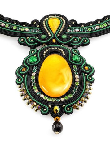 Braided Textile Necklace With Amber And Crystals The India, image , picture 4