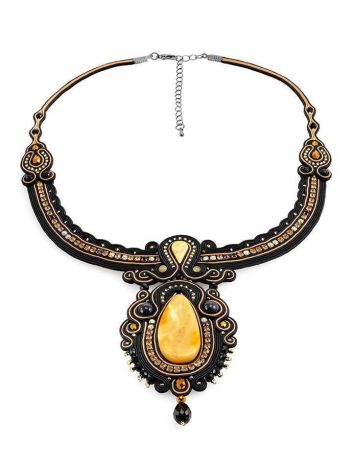 Braided Textile Necklace With Amber And Glass Beads The India, image , picture 3
