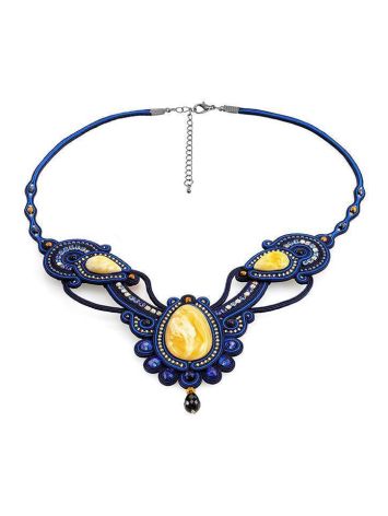 Braided Textile Necklace With Amber And Crystals The India, image , picture 3