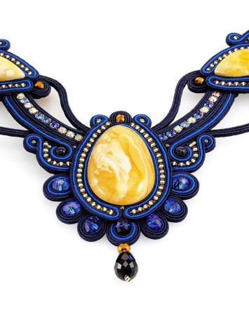 Braided Textile Necklace With Amber And Crystals The India, image , picture 4