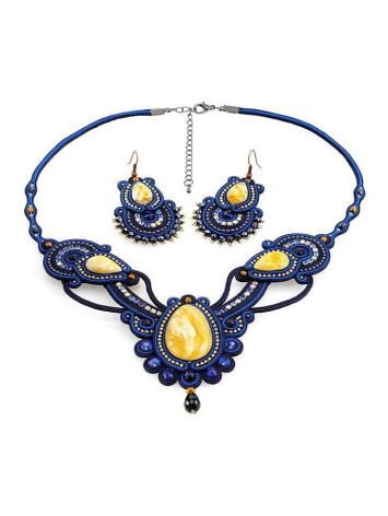 Braided Textile Necklace With Amber And Crystals The India, image , picture 6