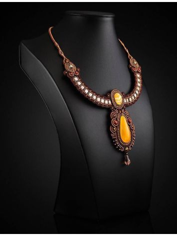 Ornate Braided Necklace With Amber And Glass Beads The india, image , picture 2