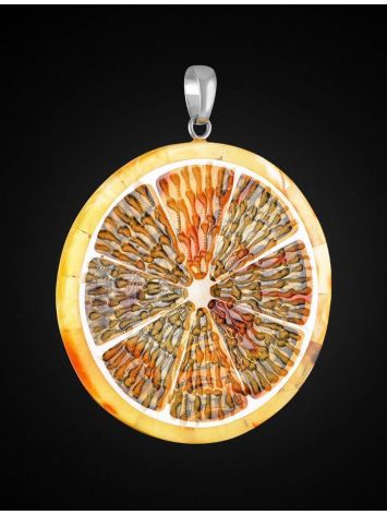 Round Amber Pendant In Sterling Silver The Orange, image , picture 3