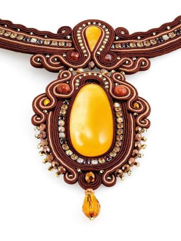 Braided Textile Necklace With Amber And Crystals The India, image , picture 5