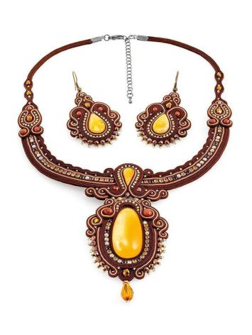 Braided Textile Necklace With Amber And Crystals The India, image , picture 6