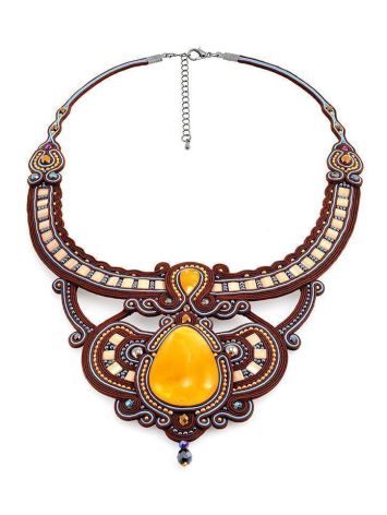 Textile Braided Necklace With Amber And Crystals The India, image , picture 3
