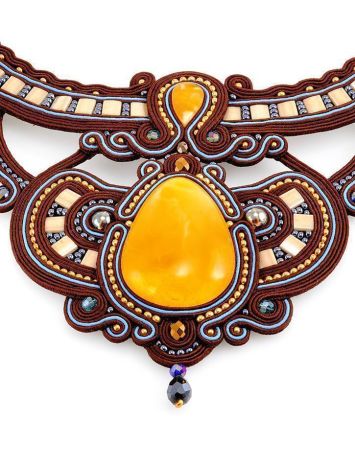 Textile Braided Necklace With Amber And Crystals The India, image , picture 4
