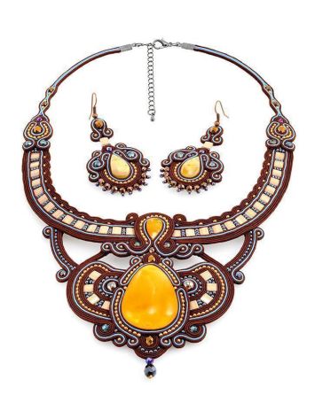 Textile Braided Necklace With Amber And Crystals The India, image , picture 6