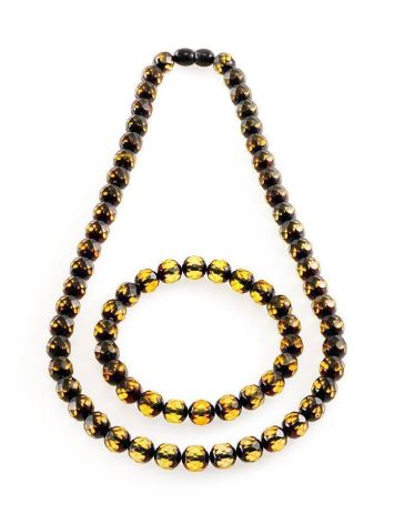 Faceted Green Amber Beaded Necklace The Prague, image , picture 5