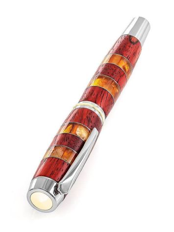 Handcrafted Padauk Wood Fountain Pen With Honey Amber The Indonesia, image , picture 3