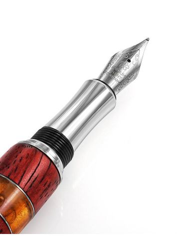 Handcrafted Padauk Wood Fountain Pen With Honey Amber The Indonesia, image , picture 6