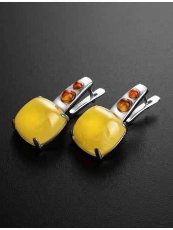 Stylish Multicolor Amber Earrings In Sterling Silver The Prussia, image , picture 2