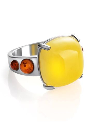 Stylish Geometric Amber Ring In Sterling Silver The Prussia, Ring Size: 5.5 / 16, image , picture 3