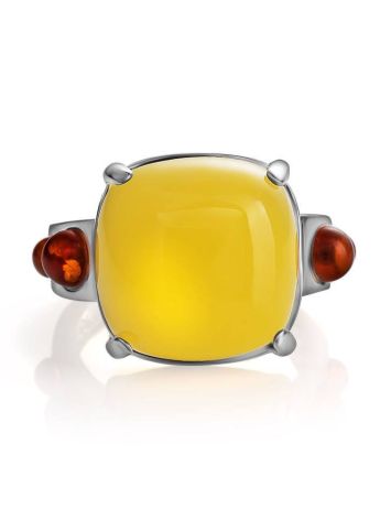 Stylish Geometric Amber Ring In Sterling Silver The Prussia, Ring Size: 11.5 / 21, image , picture 4