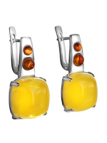 Stylish Multicolor Amber Earrings In Sterling Silver The Prussia, image , picture 3