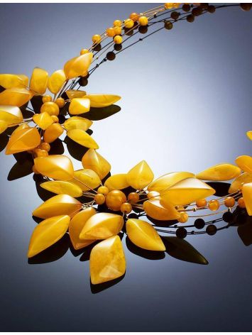 Opulent Amber Floral Necklace The Primula, image , picture 2