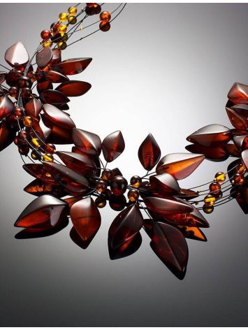 Cherry Amber Floral Necklace The Primula, image , picture 2