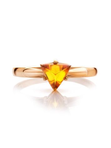 Golden Ring With Triangle Cut Amber The Horizon, Ring Size: 5.5 / 16, image , picture 4