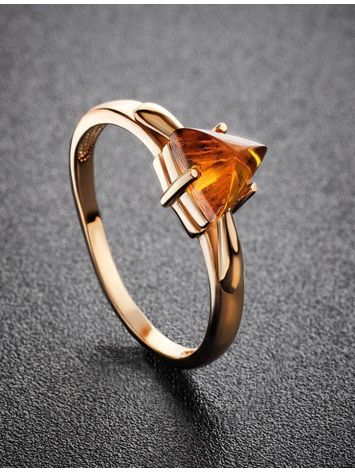 Golden Ring With Triangle Cut Amber The Horizon, Ring Size: 5.5 / 16, image , picture 2