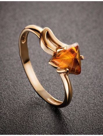 Triangle Cut Amber Ring In Gold The Horizon, Ring Size: 6.5 / 17, image , picture 2