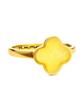 Clover Shaped Amber Ring In Gold-Plated Silver The Monaco, Ring Size: 8.5 / 18.5, image , picture 3
