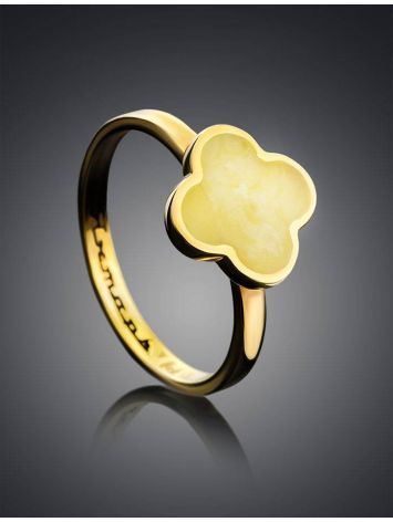 Clover Shaped Amber Ring In Gold-Plated Silver The Monaco, Ring Size: 8.5 / 18.5, image , picture 2