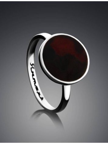 Round Amber Ring In Sterling Silver The Monaco, Ring Size: 5.5 / 16, image , picture 2