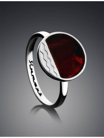 Geometric Amber Ring In Sterling Silver The Monaco, Ring Size: 8 / 18, image , picture 2