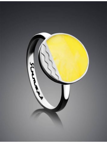 Sterling Silver Ring With Flat Cut Amber The Monaco, Ring Size: 9 / 19, image , picture 2