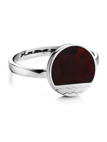 Geometric Amber Ring In Sterling Silver The Monaco, Ring Size: 8 / 18, image , picture 3